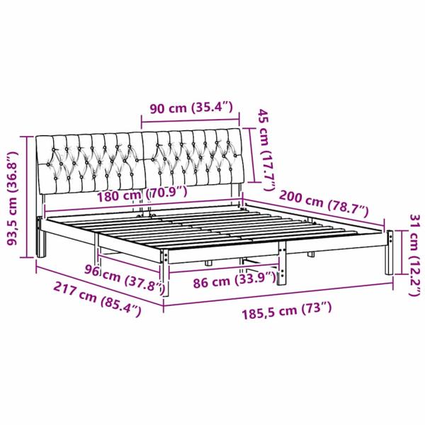 Bettgestell mit gepolstertem Kopfteil Braun 180 x 200 cm