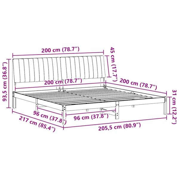 Bettgestell mit Kopfteil Braun 200 x 200 cm Stoff