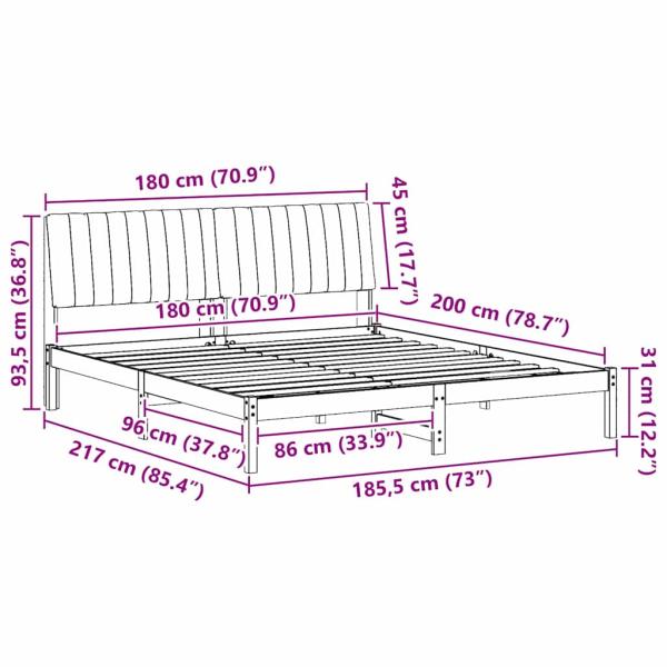 Bettgestell mit Kopfteil Braun 180 x 200 cm Stoff