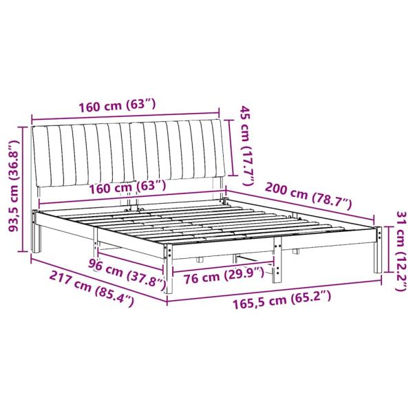 Bettgestell mit Kopfteil Braun 150 x 200 cm Stoff