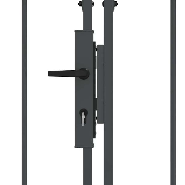 Gartentor mit gewölbtem Oberteil Grau 400 x 100 cm Stahl