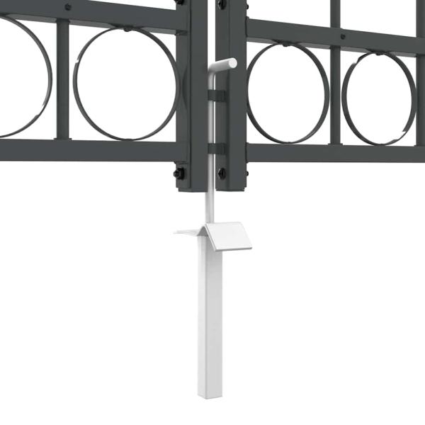 Gartentor mit gewölbtem Oberteil Grau 400 x 100 cm Stahl