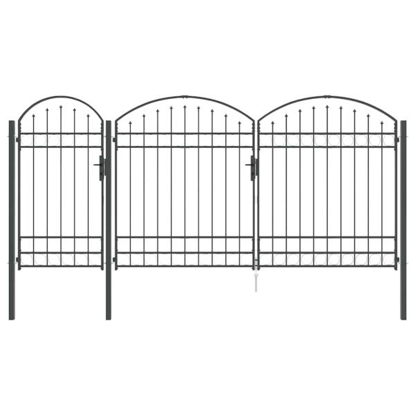 Gartentor mit gewölbtem Oberteil Grau 400 x 125 cm Stahl