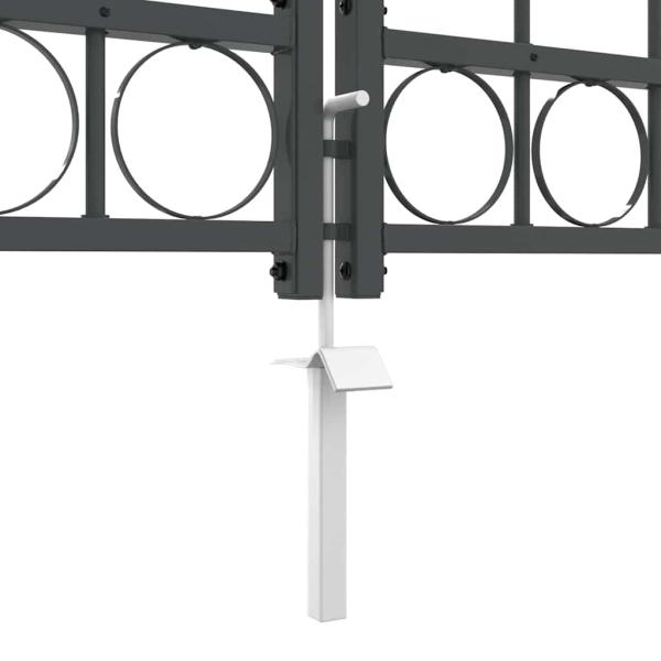 Gartentor mit gewölbtem Oberteil Grau 400 x 125 cm Stahl