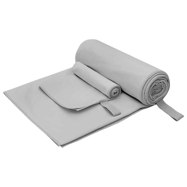 ARDEBO.de - Sporthandtuch Set 2 pcs Grau Stoff