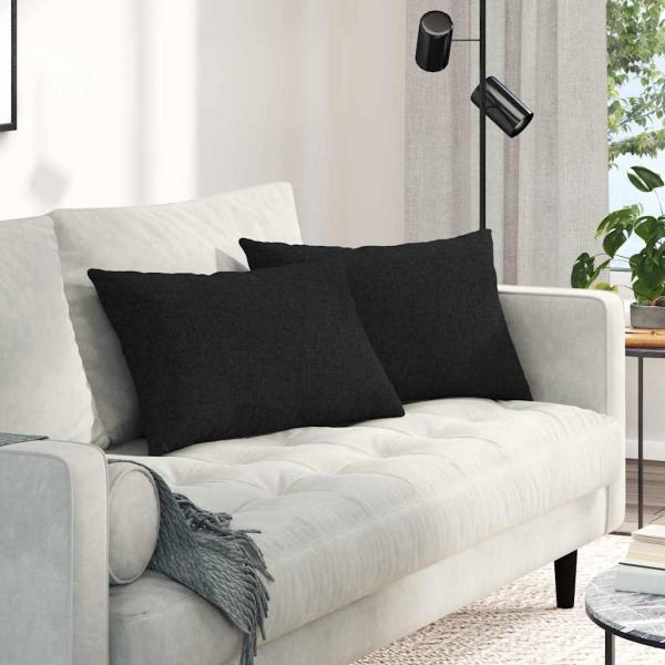 ARDEBO.de - Sofakissen 2 pcs Schwarz 60 x 40 cm