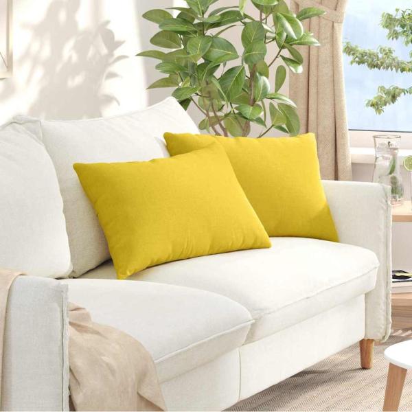 ARDEBO.de - Sofakissen 2 pcs Helles Gelb 60 x 40 cm Stoff