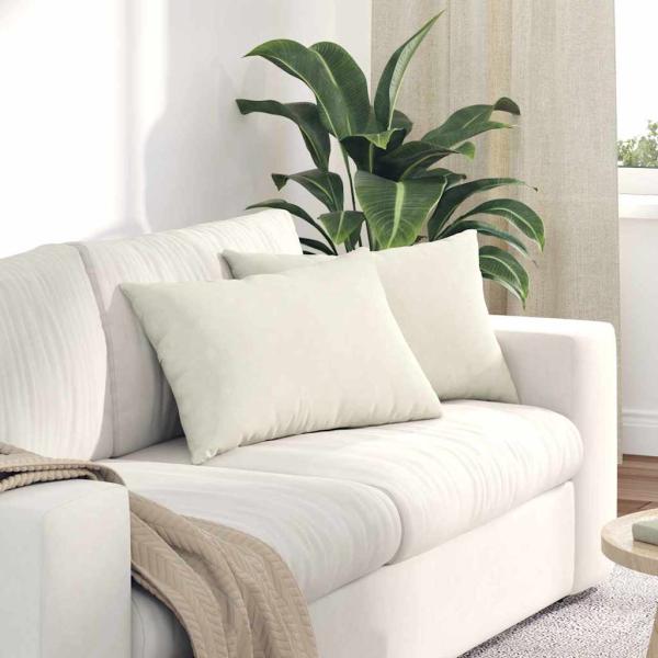 ARDEBO.de - Sofakissen 2 pcs Creme 60 x 40 cm Cordstoff