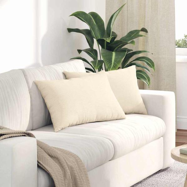 ARDEBO.de - Sofakissen 2 pcs Creme 60 x 40 cm Cordstoff