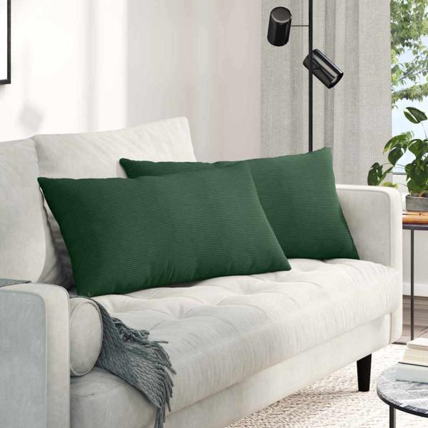 ARDEBO.de - Sofakissen 2 pcs Dunkelgrün 80 x 40 cm Cordstoff