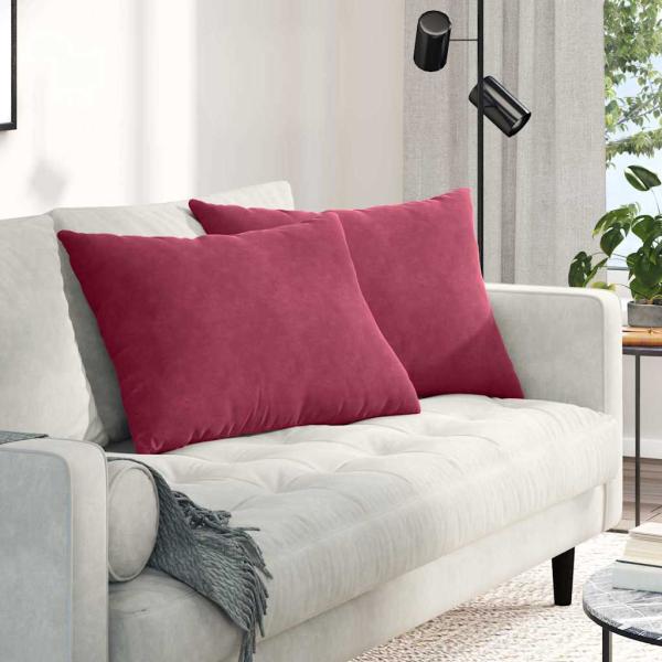ARDEBO.de - Sofakissen 2 pcs Weinrot 70 x 50 cm Cordstoff