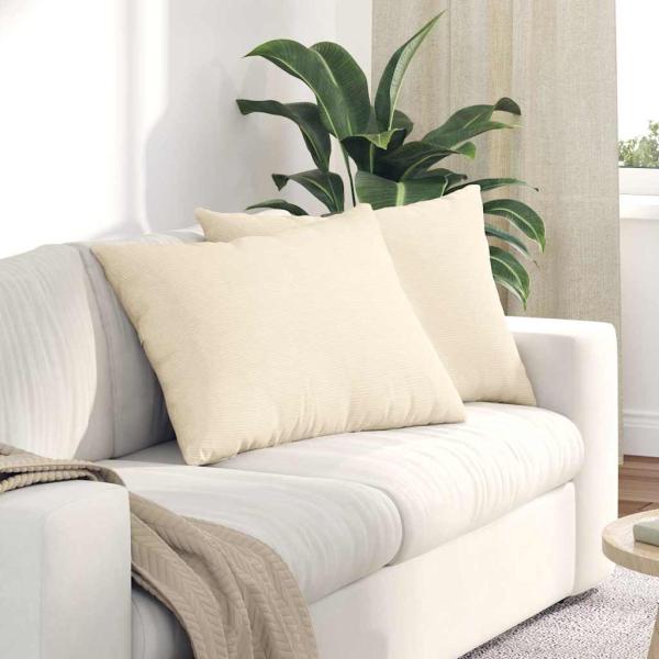 ARDEBO.de - Sofakissen 2 pcs Creme 70 x 50 cm Cordstoff