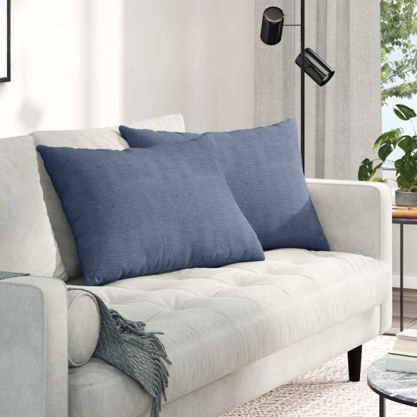 ARDEBO.de - Sofakissen 2 pcs Blau 70 x 50 cm Cordstoff