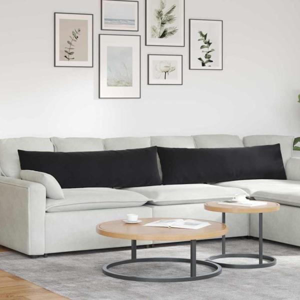 ARDEBO.de - Sofakissen 2 pcs Schwarz 145 x 40 cm Cordstoff
