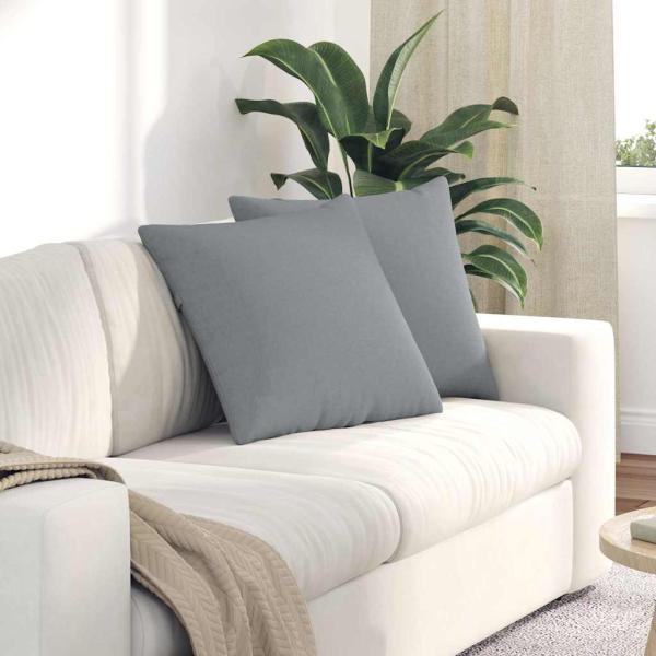 ARDEBO.de - Sofakissen 2 pcs Hellgrau 50 x 50 cm Stoff