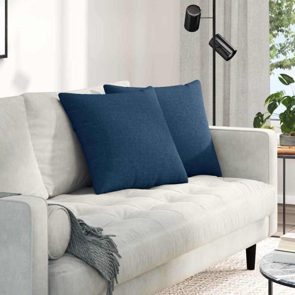 ARDEBO.de - Sofakissen 2 pcs Blau 50 x 50 cm Stoff