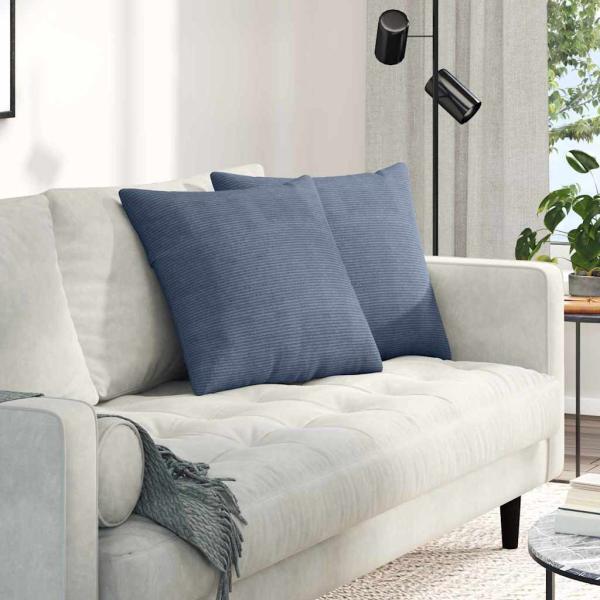 ARDEBO.de - Sofakissen 2 pcs Blau 50 x 50 cm Cordstoff