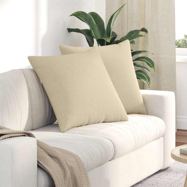ARDEBO.de - Sofakissen 2 pcs Creme 60 x 60 cm Stoff