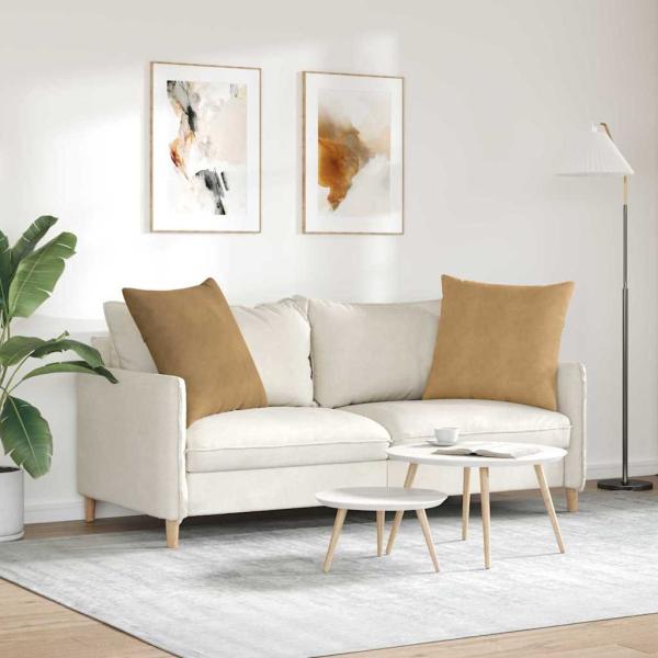 Sofakissen 2 pcs Braun 60 x 60 cm Cordstoff