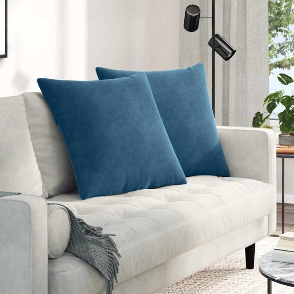 ARDEBO.de - Sofakissen 2 pcs Blau 80 x 80 cm Cordstoff