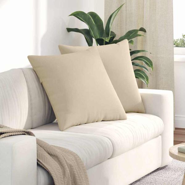 ARDEBO.de - Sofa Kissen 2 pcs Creme 80 x 80 cm Stoff