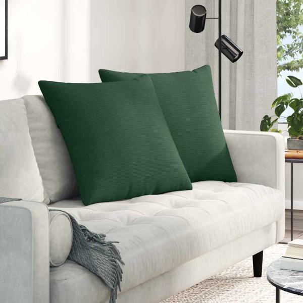 ARDEBO.de - Sofakissen 2 pcs Dunkelgrün 80 x 80 cm Cordstoff