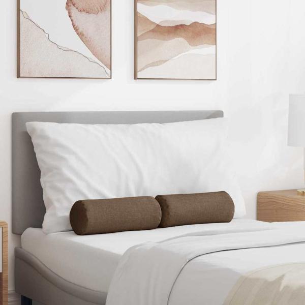 ARDEBO.de - Bolsterkissen 2 pcs Braun Ø 15 x 40 cm Stoff