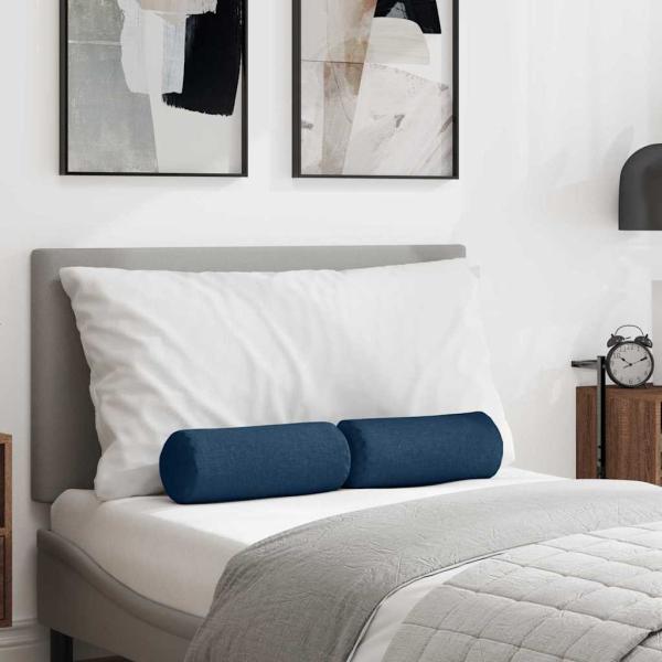 ARDEBO.de - Bolsterkissen 2 pcs Blau Ø 15 x 40 cm Stoff