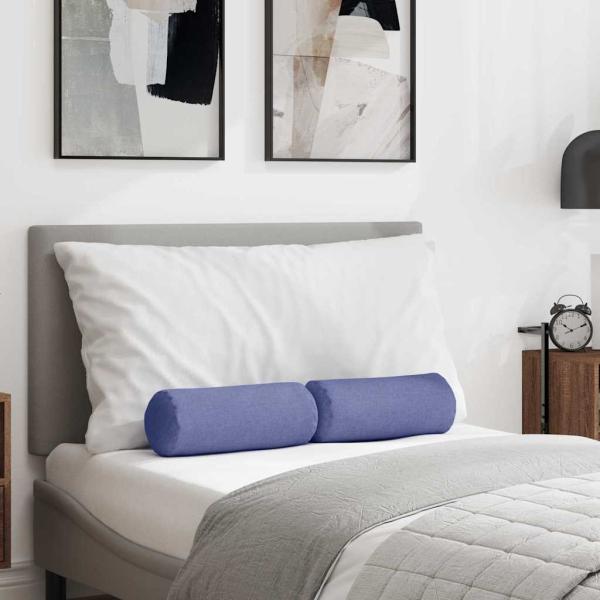 ARDEBO.de - Bolsterkissen 2 pcs Jeans blau Ø 15 x 40 cm Stoff