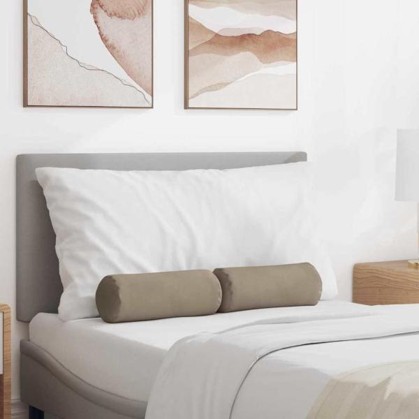 ARDEBO.de - Bolsterkissen 2 pcs Taupe Ø 15 x 40 cm Mikrofaserstoff