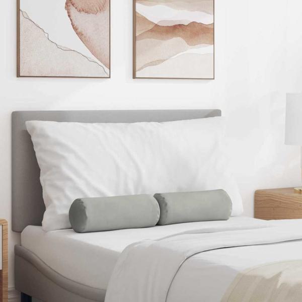 ARDEBO.de - Bolsterkissen 2 pcs Hellgrau Ø 15 x 40 cm Mikrofaserstoff