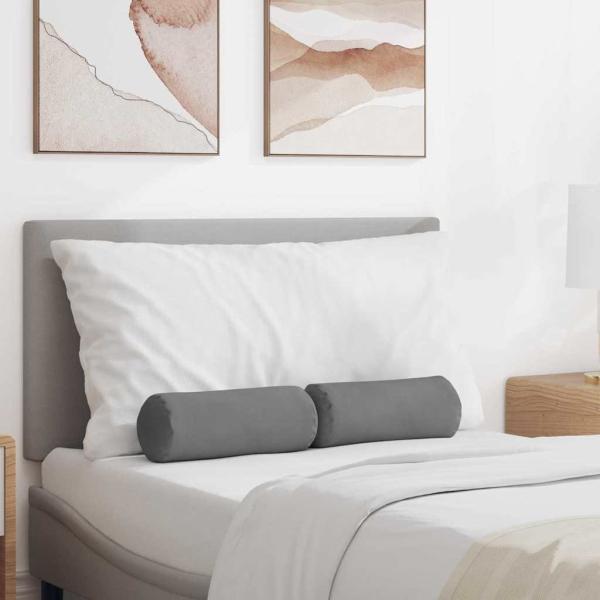 ARDEBO.de - Bolsterkissen 2 pcs Dunkelgrau Ø 15 x 40 cm Mikrofaserstoff