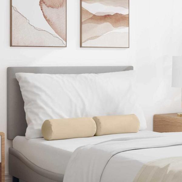 ARDEBO.de - Bolsterkissen 2 pcs Creme Ø 15 x 40 cm Mikrofaserstoff