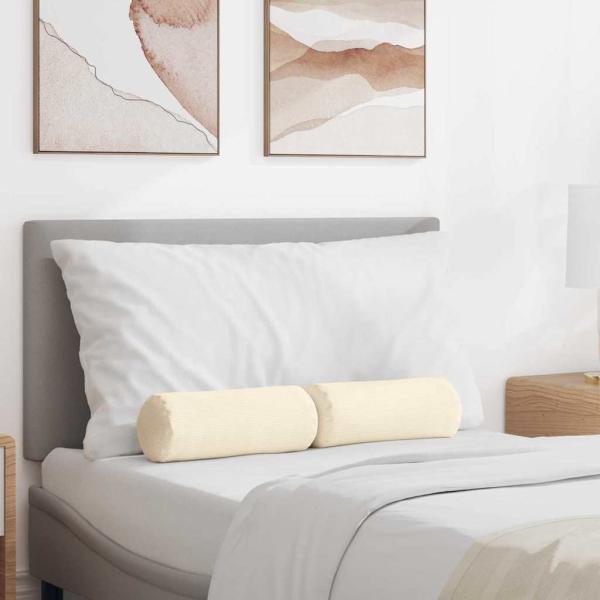 ARDEBO.de - Bolsterkissen 2 pcs Creme Ø 15 x 40 cm Cordstoff