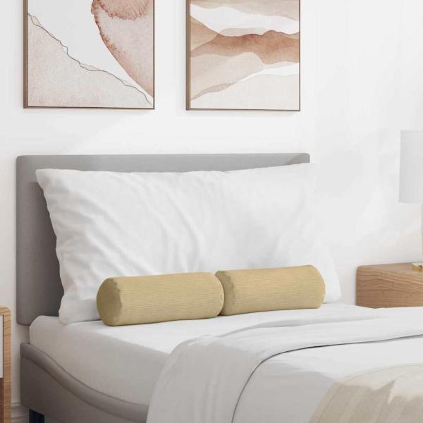 ARDEBO.de - Bolsterkissen 2 pcs Grau-Grün Ø 15 x 40 cm Cordstoff