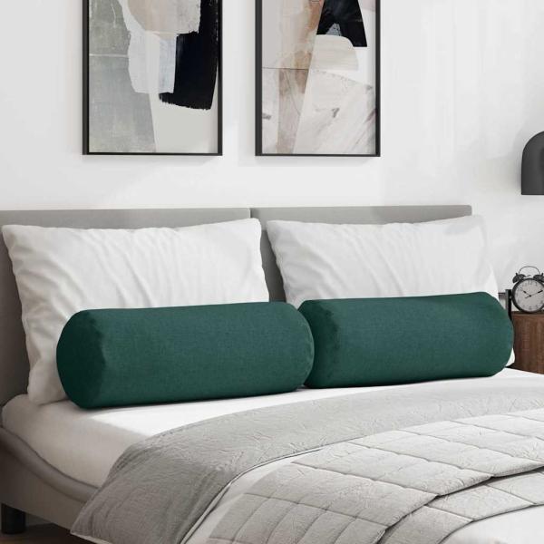 ARDEBO.de - Bolsterkissen 2 pcs Dunkelgrün Ø 25 x 70 cm Stoff