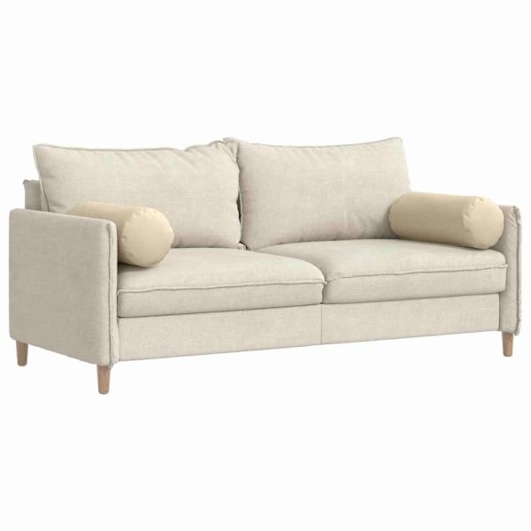 Bolsterkissen 2 pcs Creme Ø 25 x 70 cm Stoff