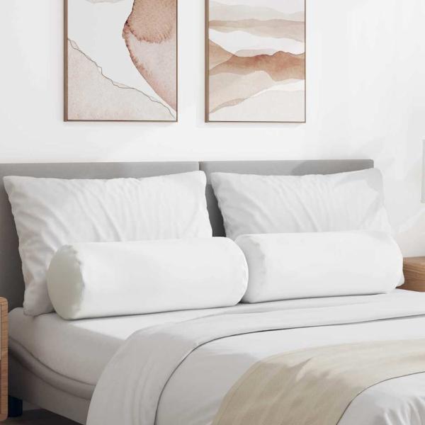ARDEBO.de - Bolsterkissen 2 pcs Weiß Ø 25 x 70 cm Stoff