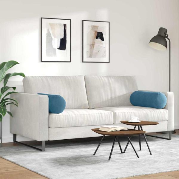 Bolsterkissen 2 pcs Blau Ø 25 x 70 cm Cordstoff