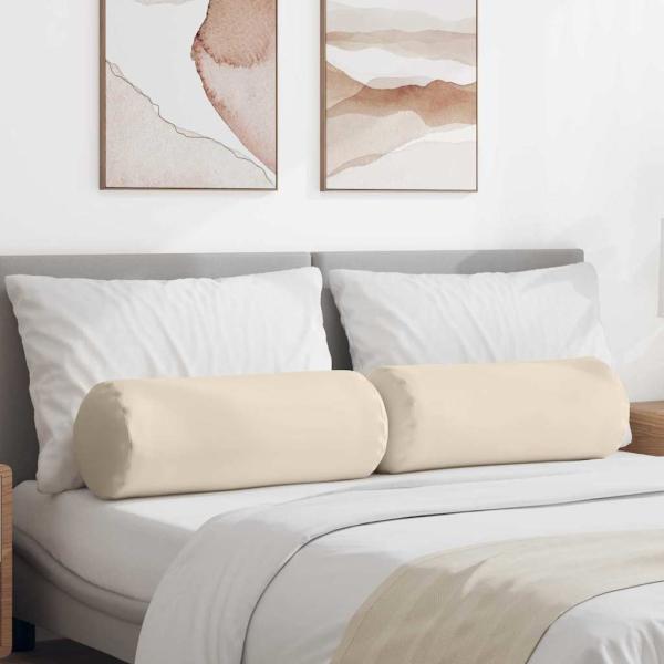 ARDEBO.de - Bolsterkissen 2 pcs Beige Ø 25 x 70 cm Mikrofaserstoff