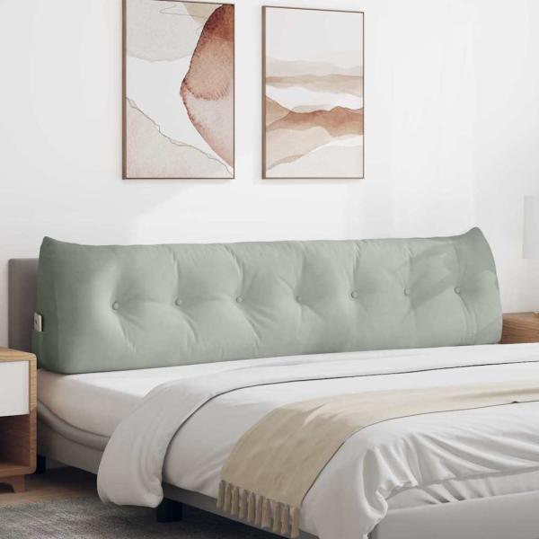 ARDEBO.de - Rücken Kissen Hellgrau 200 x 24 x 50 cm Samt