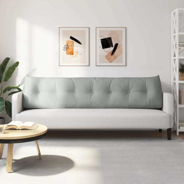 Rücken Kissen Hellgrau 200 x 24 x 50 cm Samt