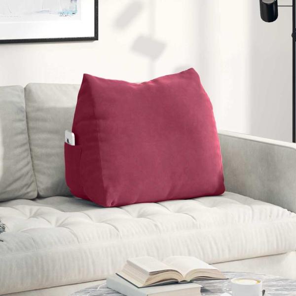 ARDEBO.de - Rücken Kissen Weinrot 60 x 20 x 50 cm Cordstoff