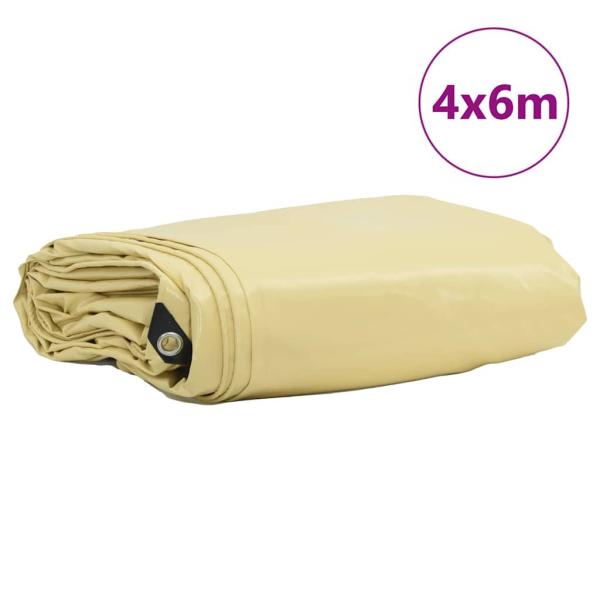 Plane 650g / m² Beige 4 x 6 m Canvas mit PVC-Beschichtung