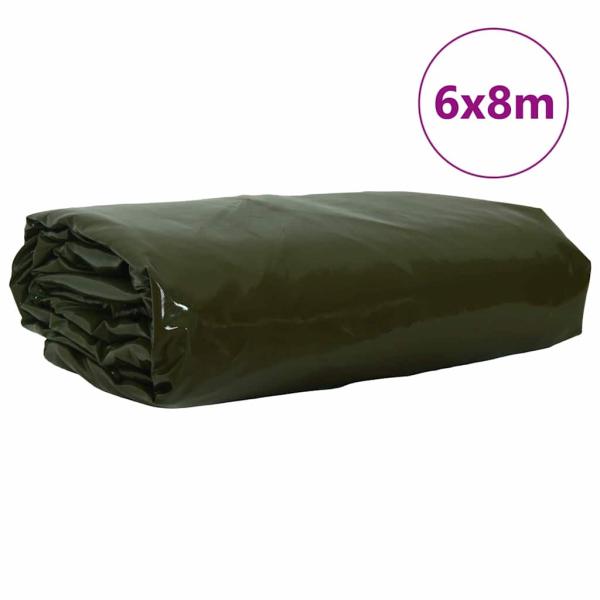 Plane 650g / m² Olive Grün 6 x 8 m Canvas mit PVC-Beschichtung
