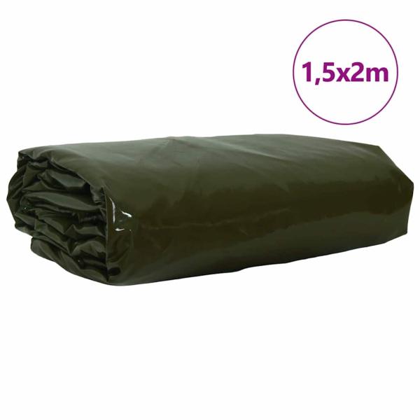 Plane 650g / m² Olive Grün 1,5 x 2 m Canvas mit PVC-Beschichtung