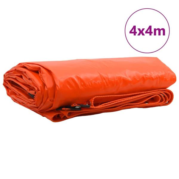 Plane 650g / m² Orange 4 x 4 m Canvas mit PVC-Beschichtung