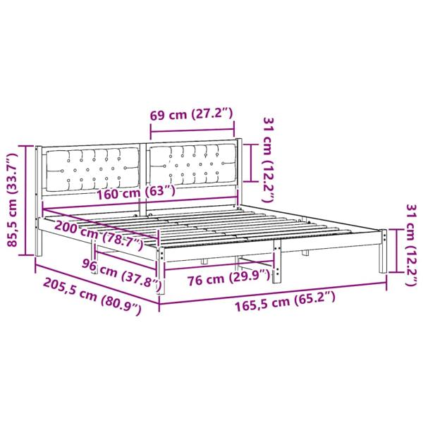 Bettgestell mit Kopfteil Hellgrau 160 x 200 cm Stoff