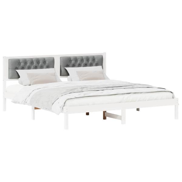 Bettgestell mit Kopfteil Hellgrau 160 x 200 cm Stoff