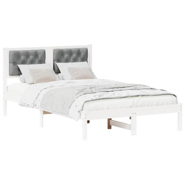 Bettgestell mit Kopfteil Hellgrau 135 x 190 cm Stoff